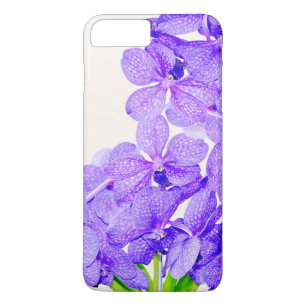 Cute paarse groene orchideeën blokpatroon 	iPhone 8 plus / 7 plus hoesje