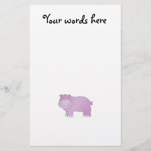 Cute paarse hippo briefpapier