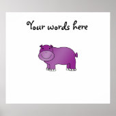 Cute paarse hippo poster (Voorkant)