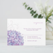 Cute Paarse Hydrangea Bloom Wedding RSVP (Staand voorkant)