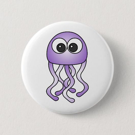 Cute Paarse Kawaii Jellyfish Button (Voorkant)