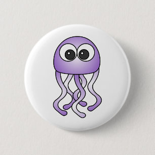 Cute Paarse Kawaii Jellyfish Button
