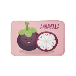 Cute paarse mangosteen cartoon afbeelding badmat