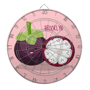 Cute paarse mangosteen cartoon afbeelding dartbord