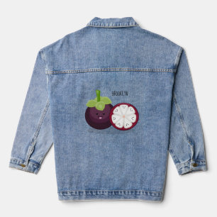 Cute paarse mangosteen cartoon afbeelding denim jacket