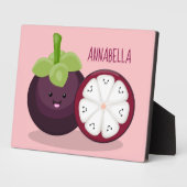 Cute paarse mangosteen cartoon afbeelding fotoplaat (Zijkant)