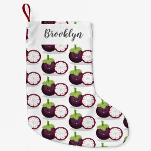 Cute paarse mangosteen cartoon afbeelding kleine kerstsok