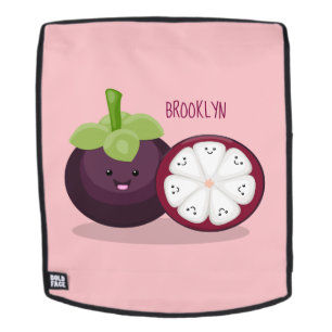 Cute paarse mangosteen cartoon afbeelding rugtassen