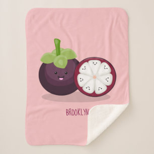 Cute paarse mangosteen cartoon afbeelding sherpa deken