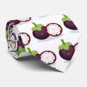 Cute paarse mangosteen cartoon afbeelding stropdas
