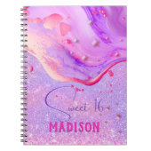 Cute paarse marmer glitter monogram notitieboek (Voorkant)