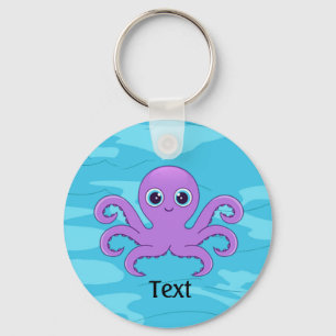 Cute Paarse Octopus Design Sleutelhanger