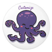 Cute Paarse Octopus Thunder_Cove Keramische Knop (Voorkant)
