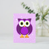 Cute Paarse Owl Briefkaart (Staand voorkant)