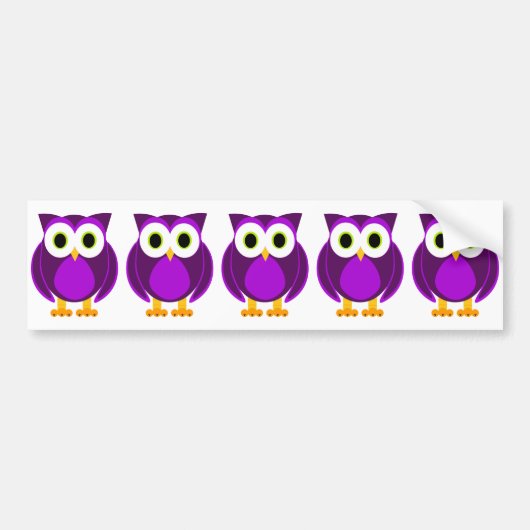 Cute Paarse Owl Bumpersticker (Voorkant)