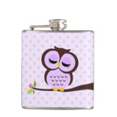 Cute Paarse Owl Heupfles (Voorkant)