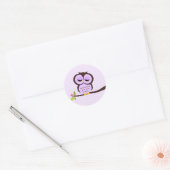 Cute Paarse Owl Ronde Sticker (Envelop)