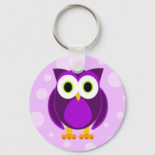 Cute Paarse Owl Sleutelhanger (Voorkant)