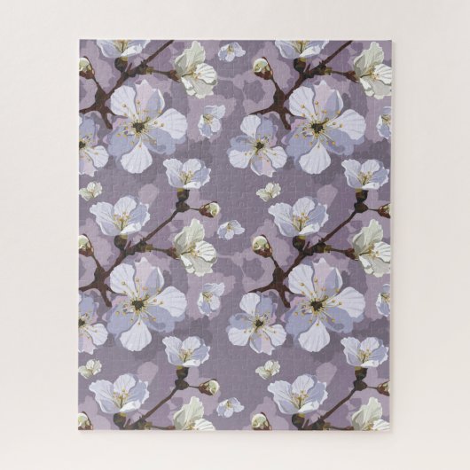 Cute Paarse Peach Blossom Floral Pattern Legpuzzel (Verticaal)