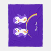 Cute Paarse Penguin Fleece Deken (Voorkant)