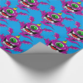 Cute Paarse People Eater Monster Cadeaupapier (Hoek)