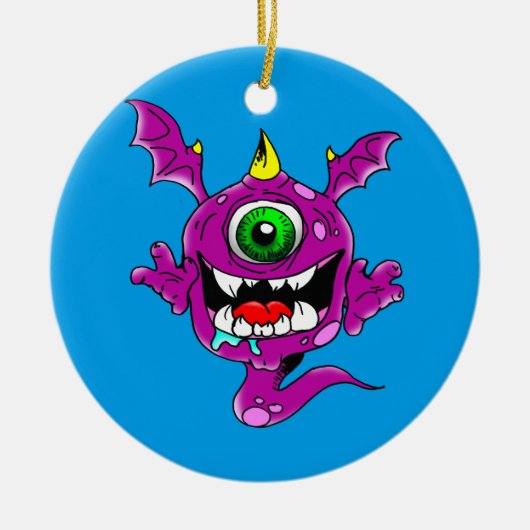Cute Paarse People Eater Monster Keramisch Ornament (Voorkant)