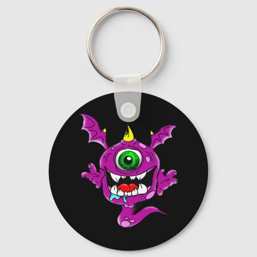 Cute Paarse People Eater Monster Sleutelhanger (Voorkant)