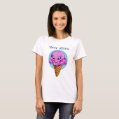 Cute paarse raspberry-ijskegel met grote ogen t-shirt (Voorkant volledig)