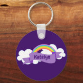 Cute Paarse regenboogmonogram Girly Sleutelhanger (Voorkant)