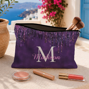 Cute Paarse roze Eenhoorn Glitter Drips monogram Etui