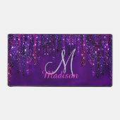 Cute Paarse roze Unicorn Glitter Driemonogram Bureaumat (Voorkant)