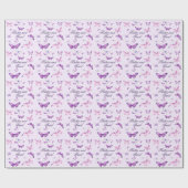 Cute Paarse Roze Vlinder Kinderen Verjaardag Cadeaupapier (Vlak)