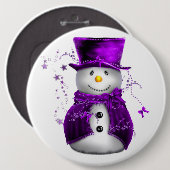 Cute Paarse Snowman-kerstButton Ronde Button 6,0 Cm (Voorkant /achterkant)