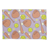 Cute Paarse Softball Star Patroon Kussensloop (Voorkant)