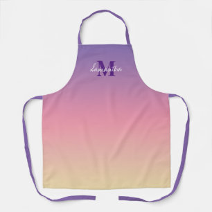 Cute Paarse Sunset Ombre met naam Monogram Schort