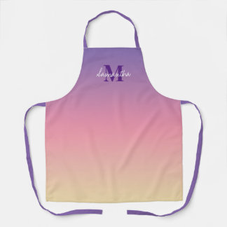 Cute Paarse Sunset Ombre met naam Monogram Schort