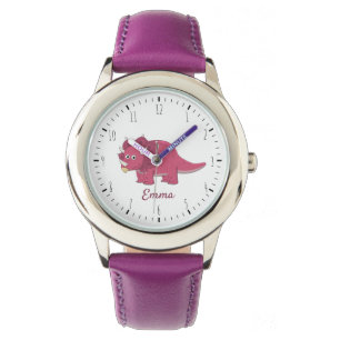 Cute paarse triceratops dinosaur kinder watch horloge