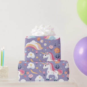 Cute Paarse Unicorn Cadeaupapier
