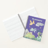 Cute Paarse Waterverf Dinosaur Notitieboek (Binnen)