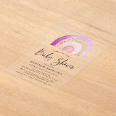 Cute Paarse Waterverf Rainbow Baby shower Acryl Uitnodigingen (Laagn)