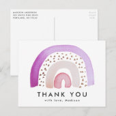 Cute Paarse Waterverf Rainbow Dank u Briefkaart (Voorkant / Achterkant)