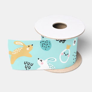 Cute Paashaas Patroon Kawaii Konijnen Eieren Lint