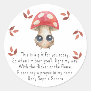 Cute paddenstoel - sticker voor gebedskaars 