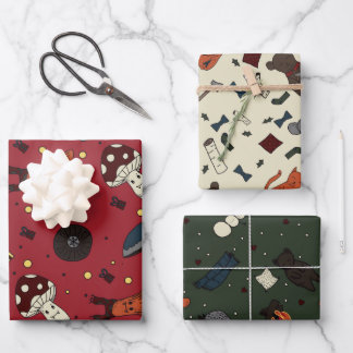 Cute paddenstoelen en Beer, egel, muis Winter Inpakpapier Vel