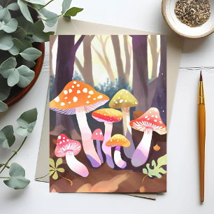 Cute Paddenstoelen Watercolor Bos Briefkaart