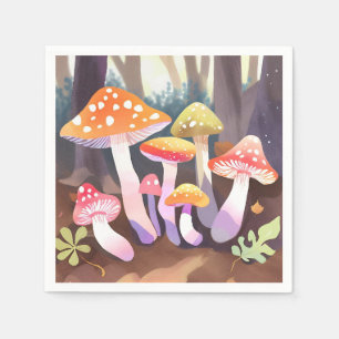 Cute Paddenstoelen Waterverf Bos Servet