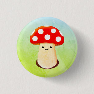 Cute paddenstoeltekening ronde button 3,2 cm
