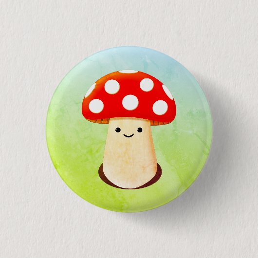 Cute paddenstoeltekening ronde button 3,2 cm (Voorkant)