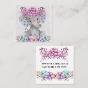 Cute Paint Cute Elephant and Florals Baby Registry Vierkante Visitekaartje
