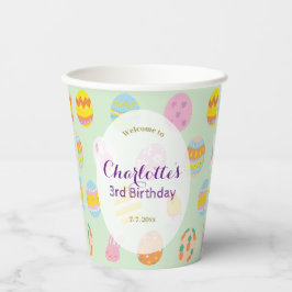Cute Painted Egg Pattern Green Kids Birthday Party Papieren Bekers